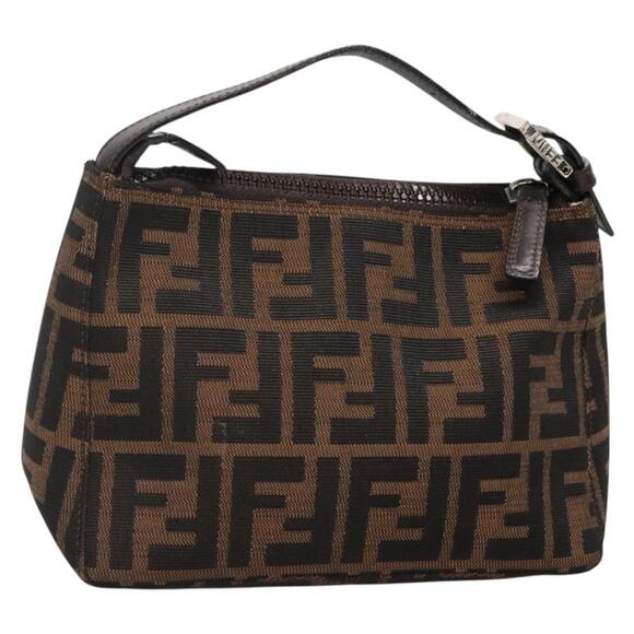FENDI Zucca Canvas Hand Bag Black Brown - Picture 1 of 12